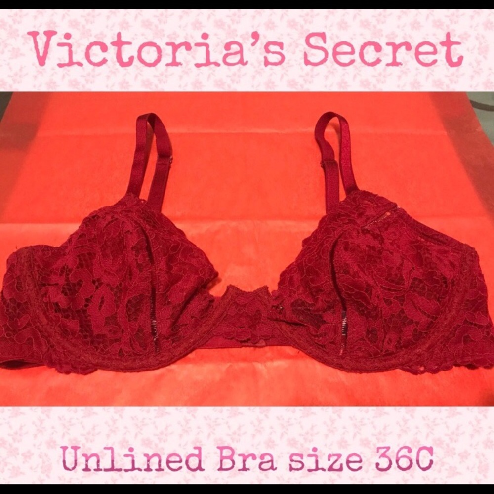VS unlined lace deep red bra 36c
